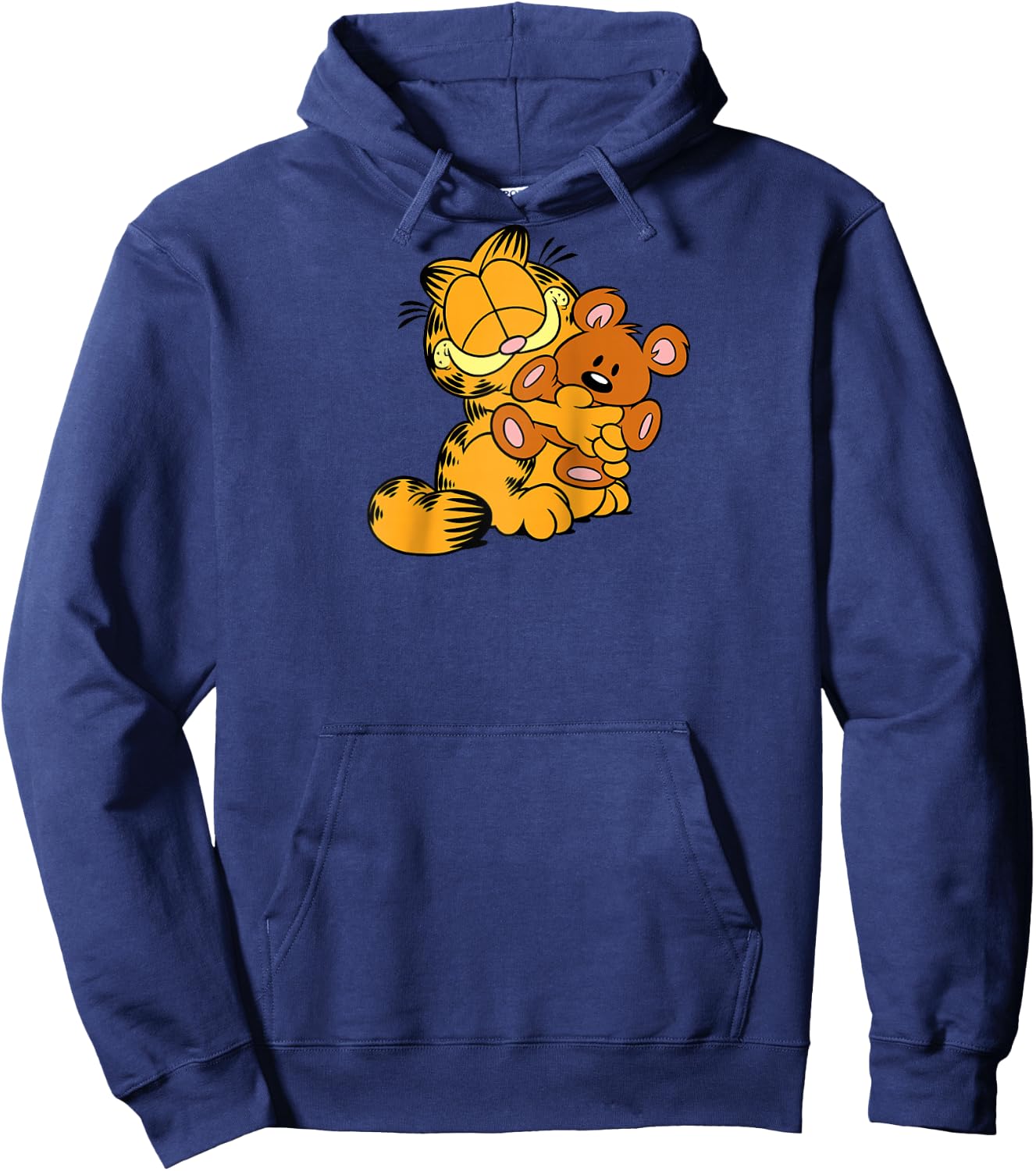 Garfield Hugging Pooky Cartoon Cat Raglan Baseball Hoodie - Hoodie | Navy