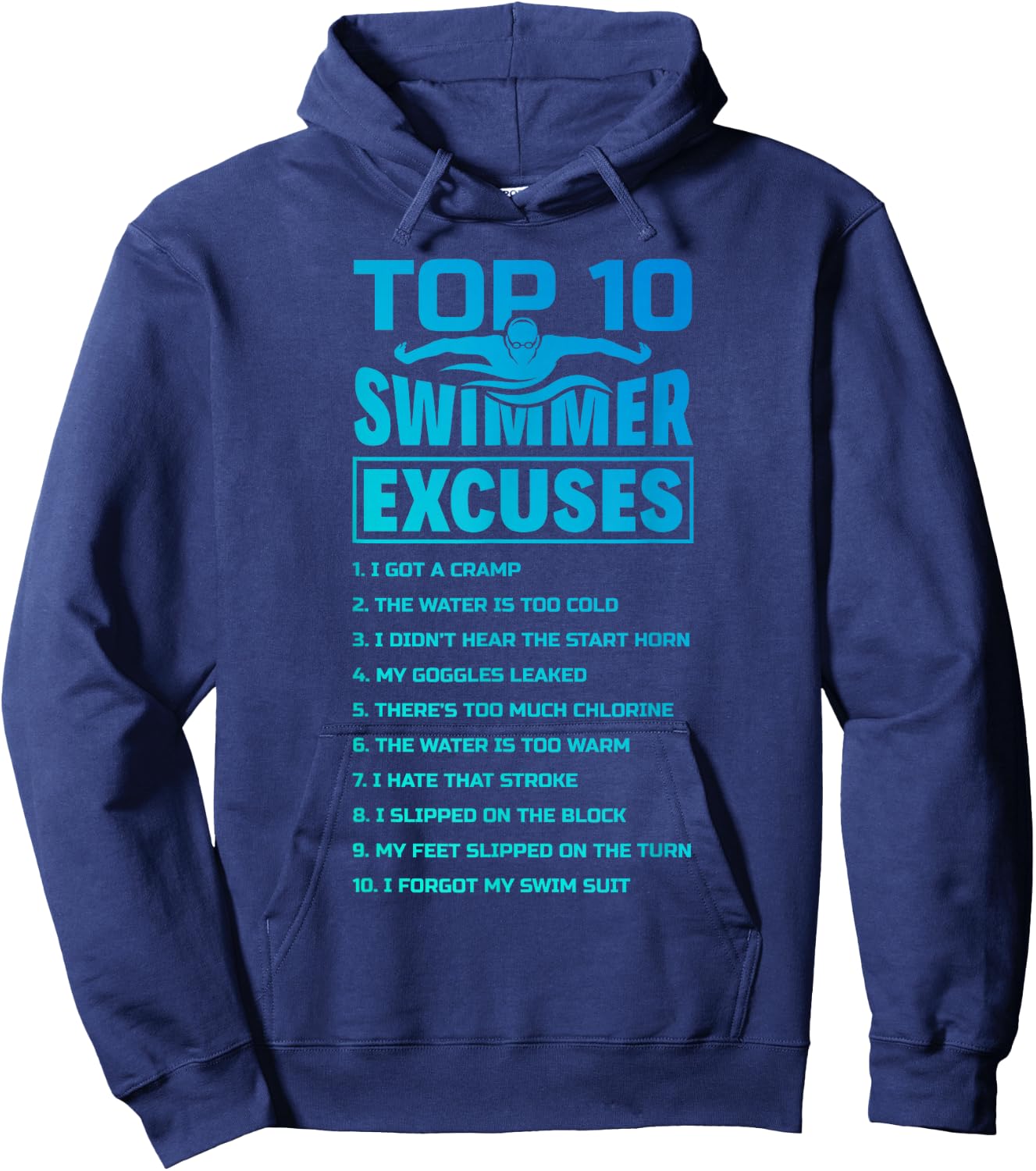 The Merch Pool - Swimmer Excuses Butterfly Swimming Funny Adult , Black, Small, Short Sleeve Hoodie - Hoodie | Navy
