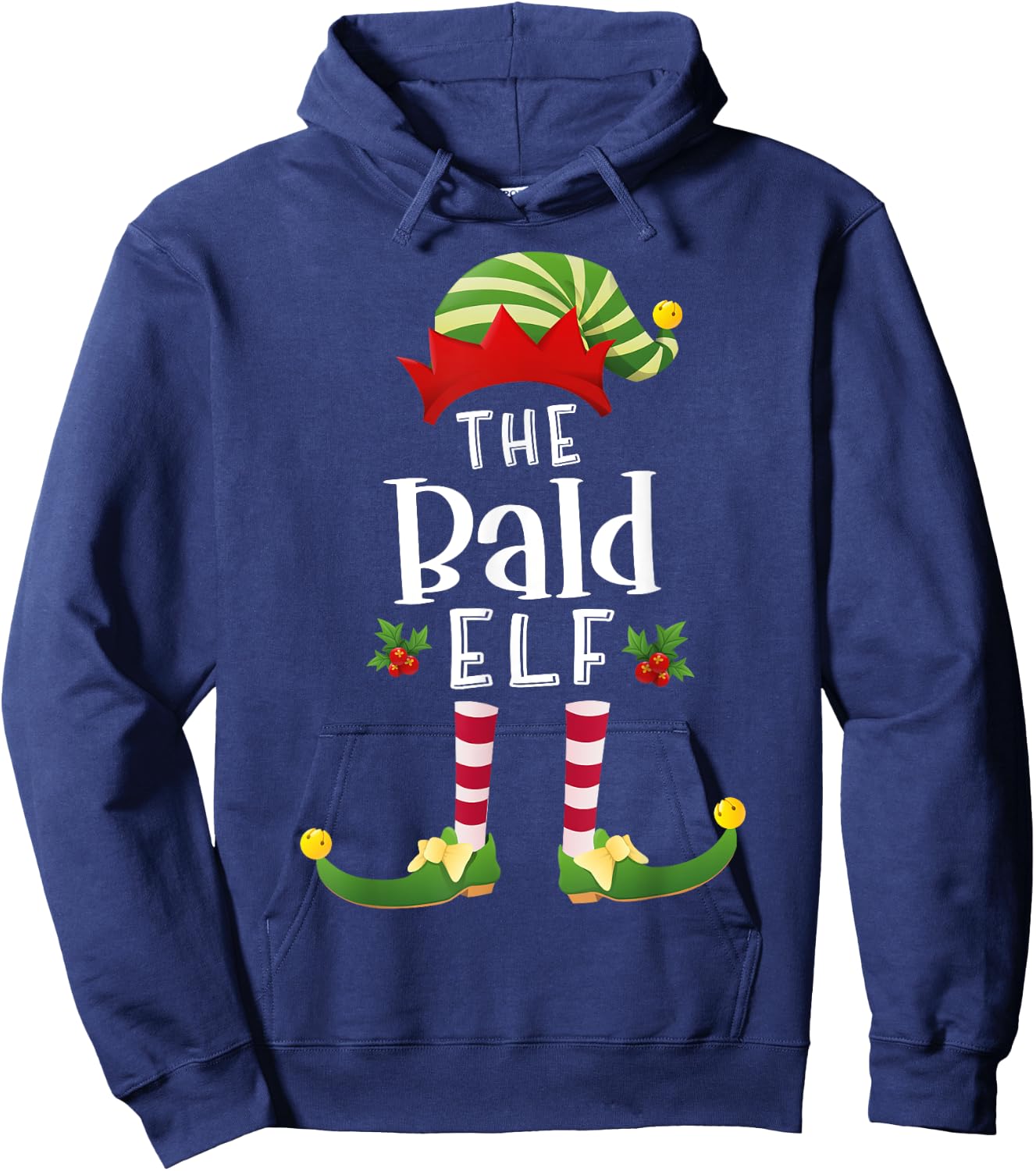Bald Christmas Elf Matching Pajama X-Mas Party Hoodie - Hoodie | Navy