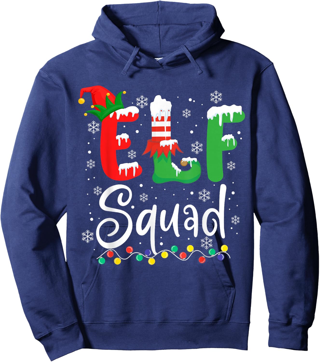 Elf Squad Funny Elf Family Christmas Matching Pajamas Xmas Hoodie - Hoodie | Navy