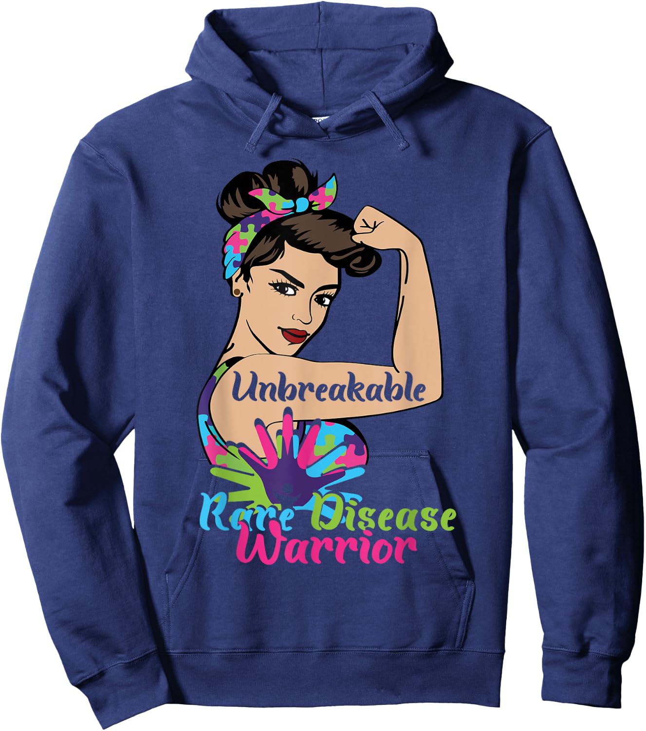Unbreakable Rare Disease Warrior rare disease awareness Hoodie - Hoodie | Navy