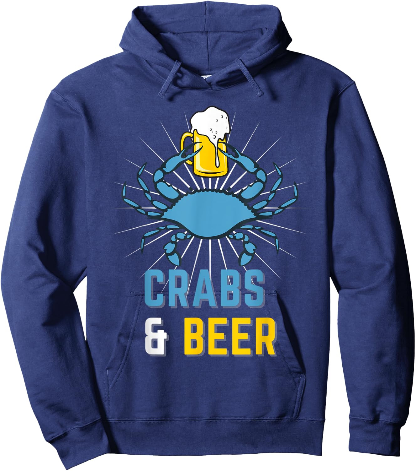 Fun Blue Claw Crabs & Beer Love Crabbing & Fishing Seafood Hoodie - Hoodie | Navy