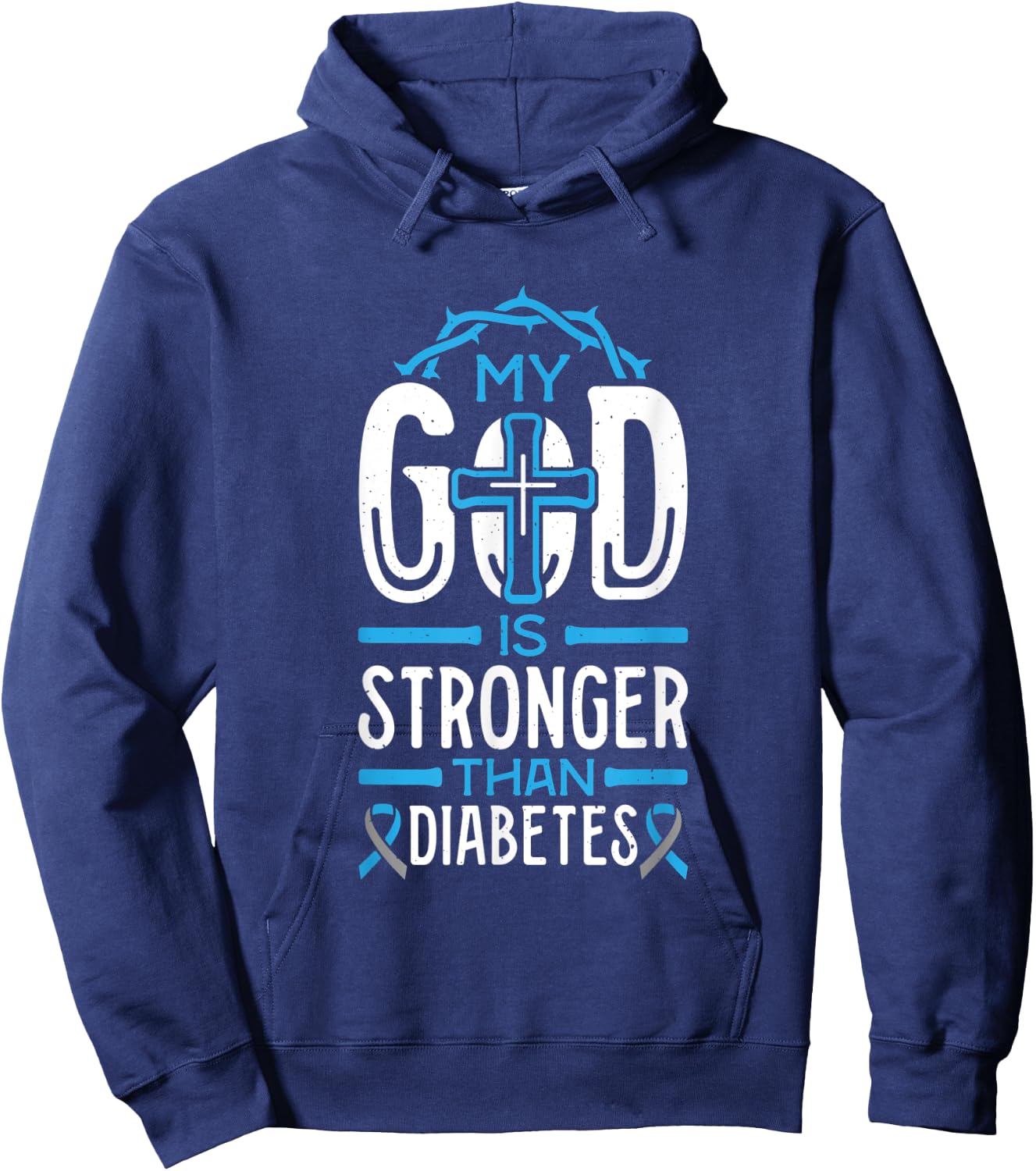 My God is Stronger Than Diabetes Survivor Hoodie - Hoodie | Navy