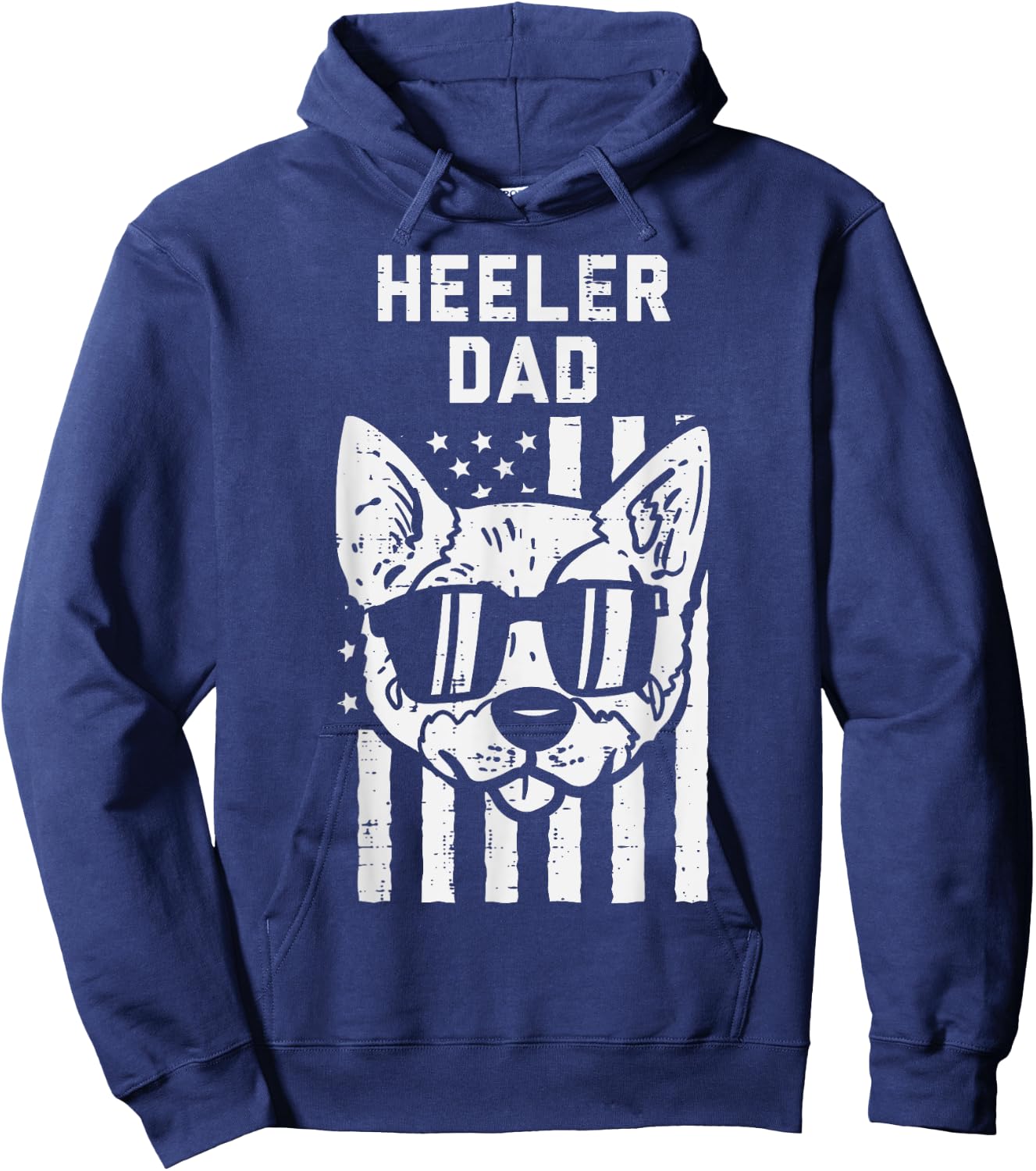Heeler Dad Flag Cool Blue Red Cattle Dog Patriotic Men Gift Hoodie - Hoodie | Navy