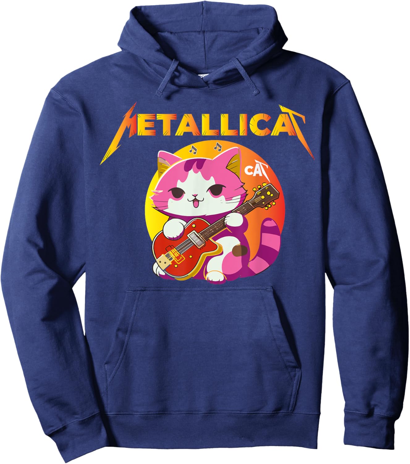Metallicat- Funny Cat Rock Cat Playing Guitar Women Hoodie - Hoodie | Navy