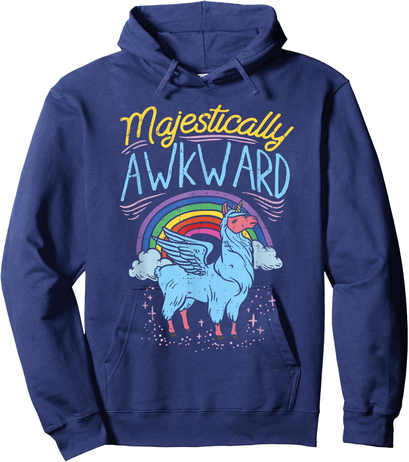 Majestically Awkward Funny Llamacorn Llama Unicorn Rainbow Hoodie - Hoodie | Navy