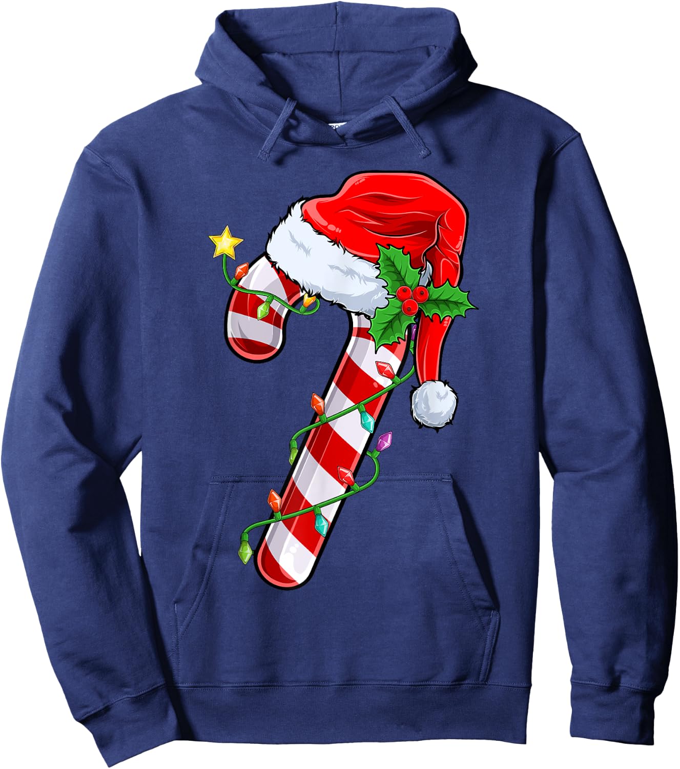 Candy Cane Crew Christmas Lights Family Matching Xmas Girls Hoodie - Hoodie | Navy