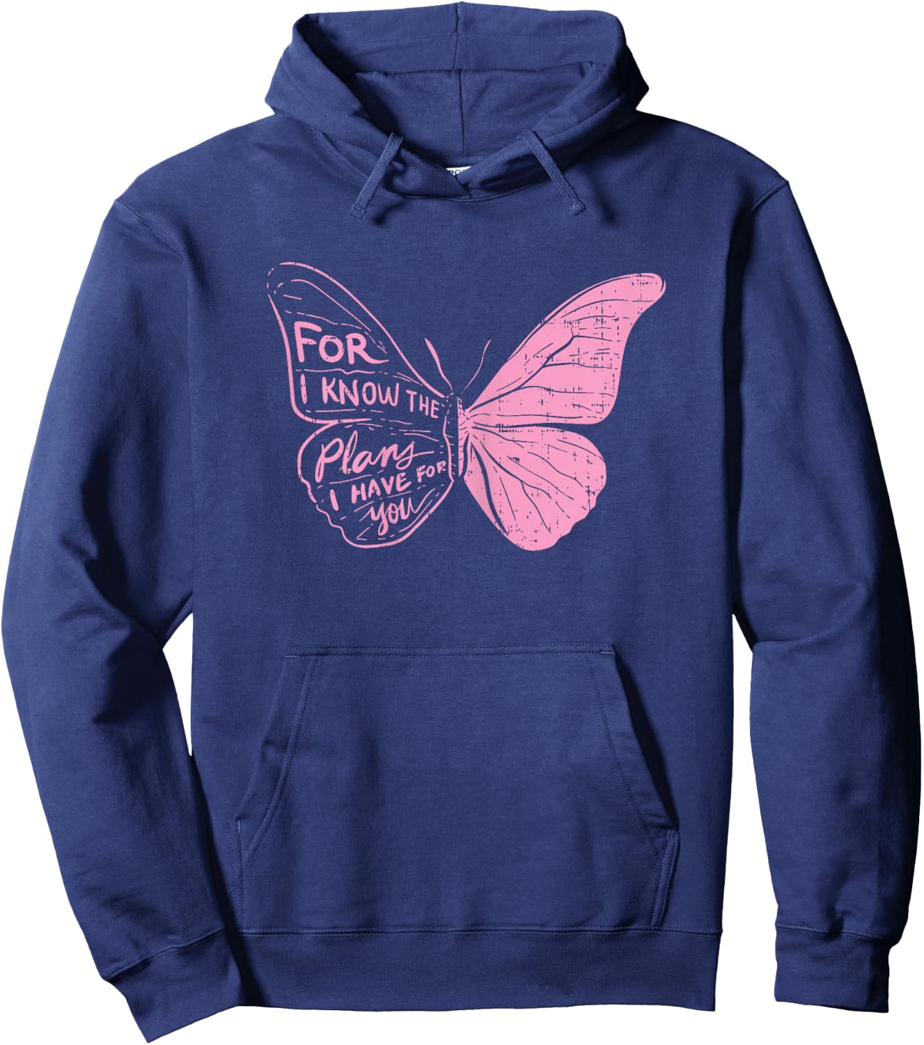 Butterfly I Know The Plans Verse Bible Jesus Christian Gift Hoodie - Hoodie | Navy
