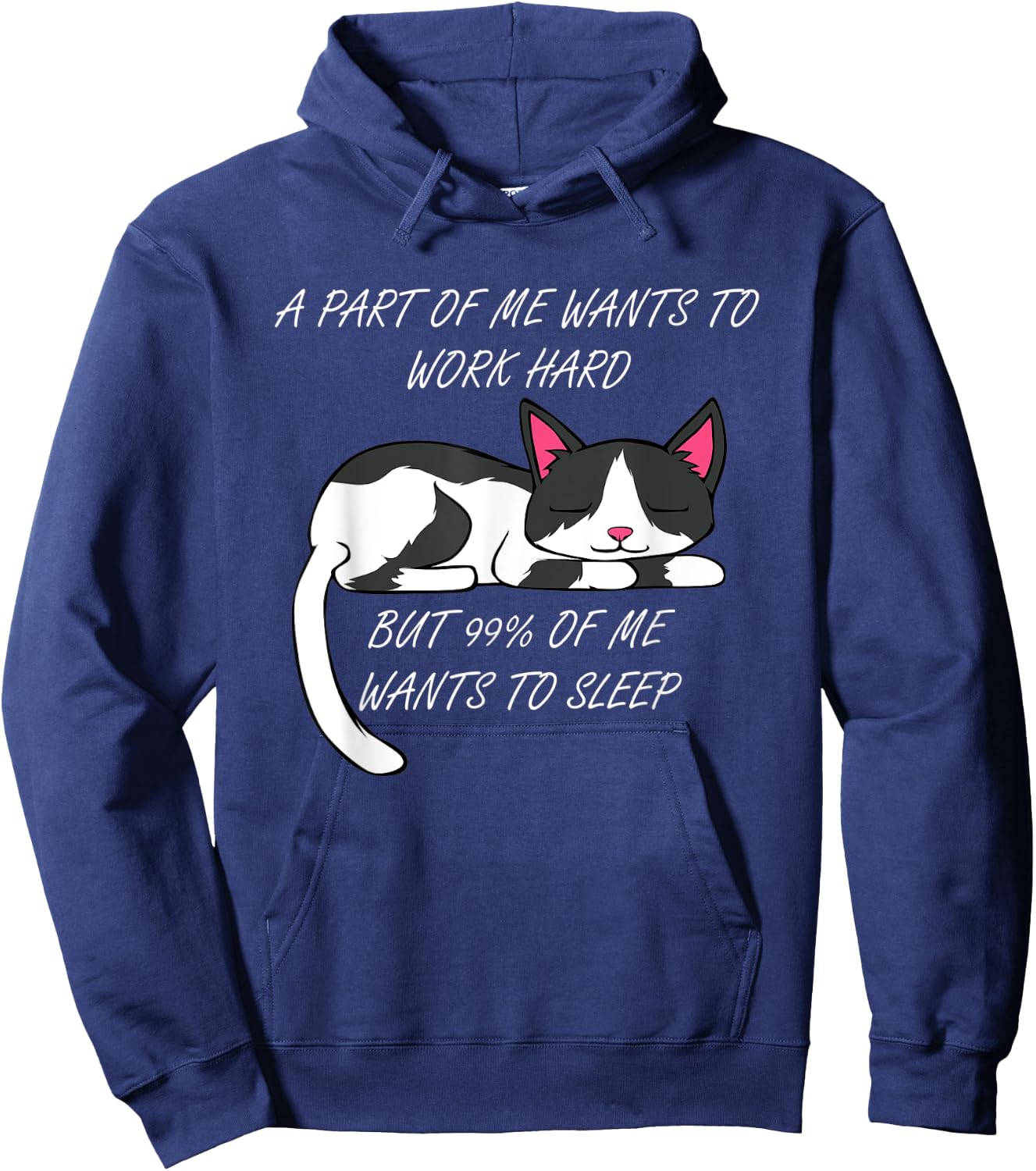 Lazy Cat Excuse Funny Saying Work Office Men Women Kids Hoodie - Hoodie | Navy