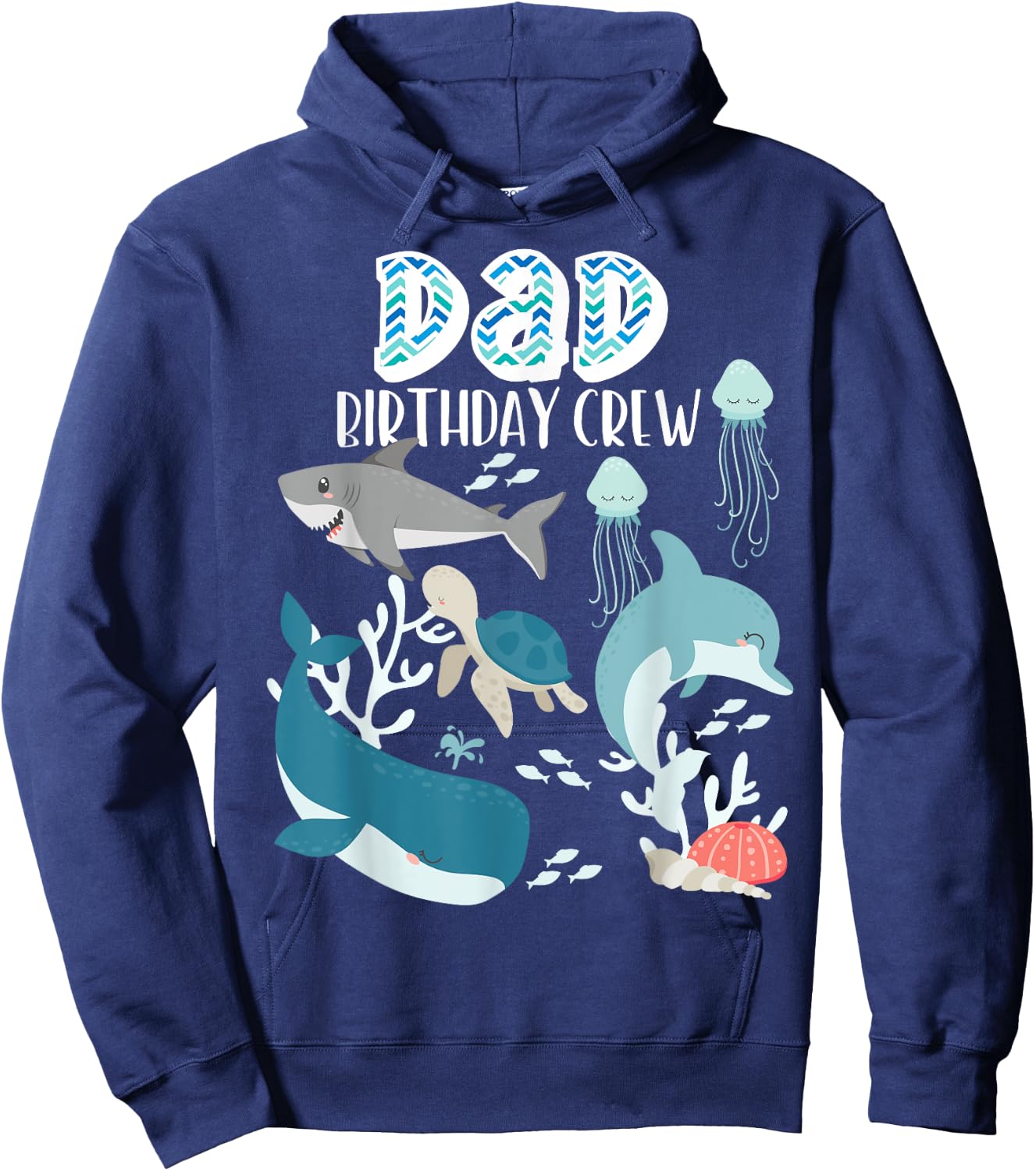Dad of the Birthday Boy Ocean Sea Animals Birthday Party Hoodie - Hoodie | Navy