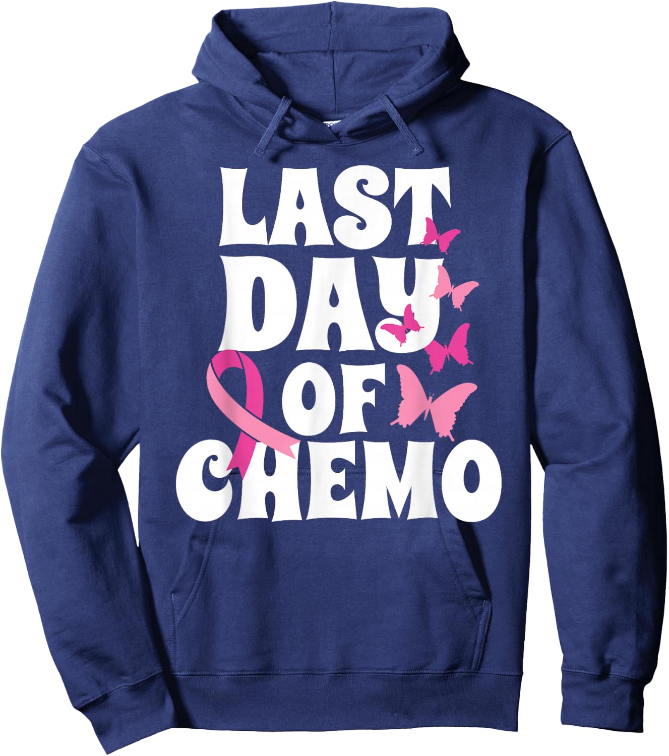 Breast Cancer Last Day of Chemo Butterfly Recovery Hoodie - Hoodie | Navy