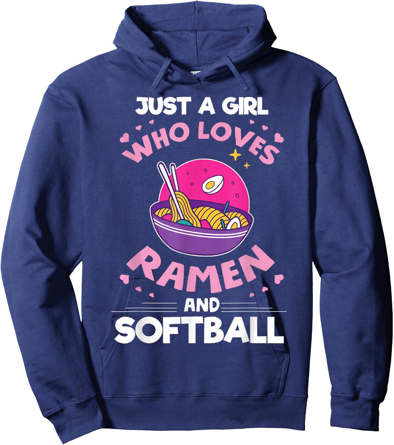 Girl who loves Ramen And Softball Anime gifts for teen girls Hoodie - Hoodie | Navy