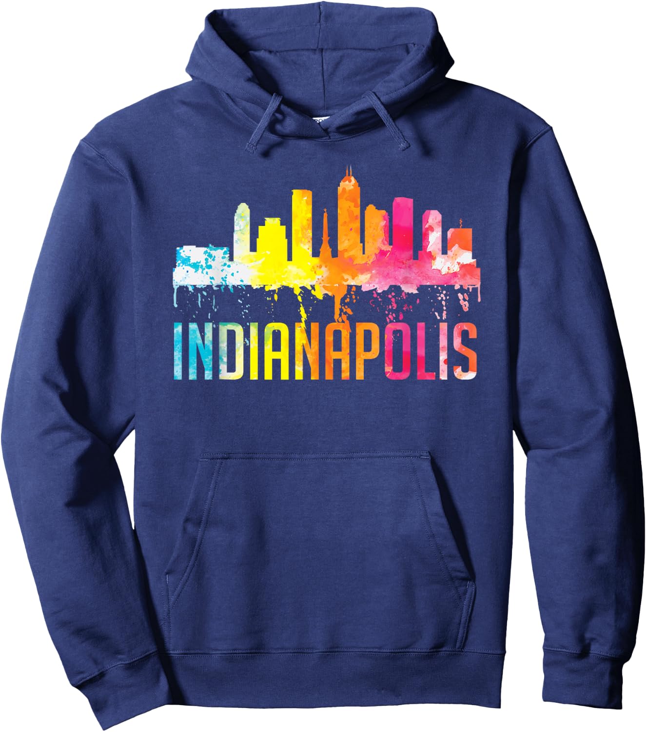 Indianapolis Indiana Watercolor City Skyline Art Souvenir Hoodie - Hoodie | Navy