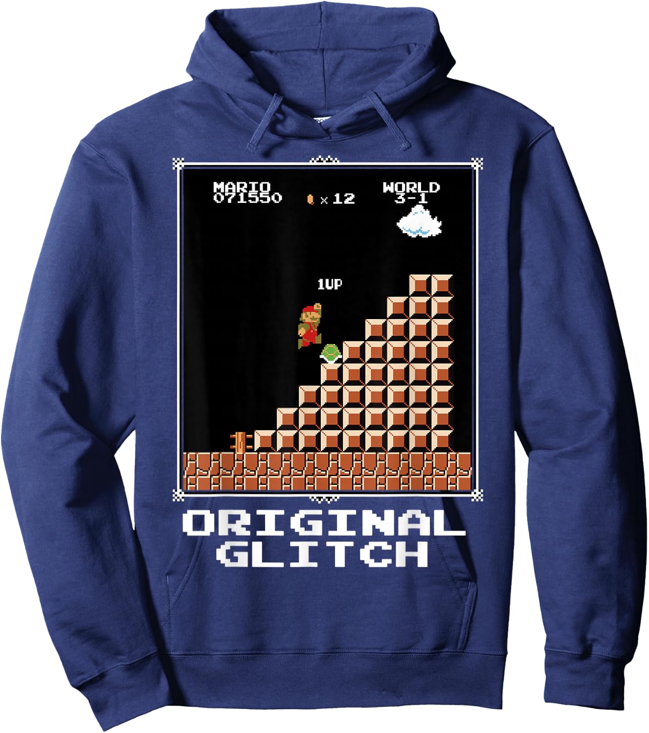 Super Mario Original Glitch Poster Hoodie - Hoodie | Navy