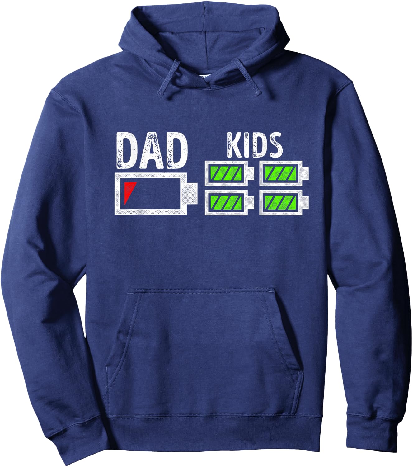 Dad of Four Low Battery Funny Father of 4 Kids Dad Hoodie - Hoodie | Navy