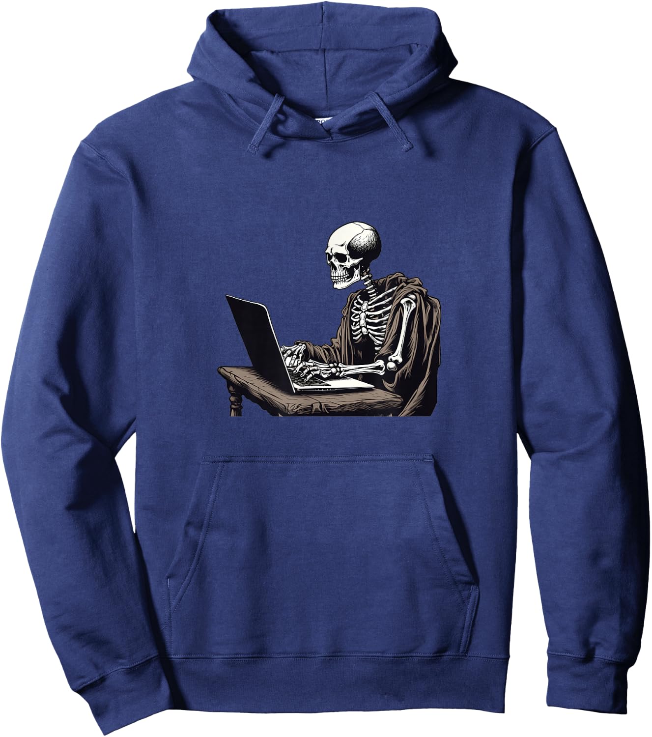 Web Developer Coding Skeleton In Front of Laptop Halloween Hoodie - Hoodie | Navy