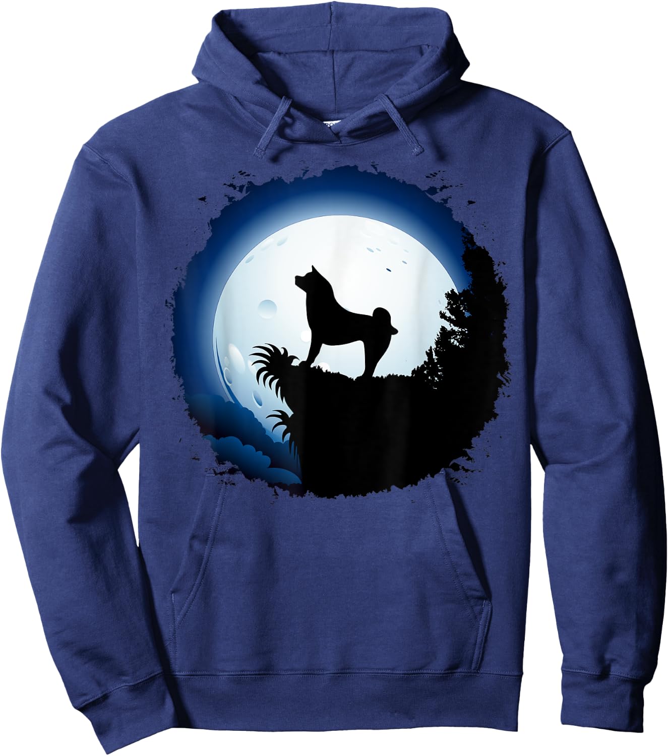 Akita dog Moon Howl In Forest Halloween Hoodie - Hoodie | Navy