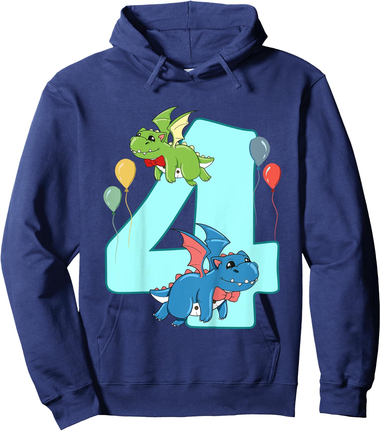 Kids 4th Birthday Dragon Lover Funny Kids Boys 4 Years Old Party Hoodie - Hoodie | Navy