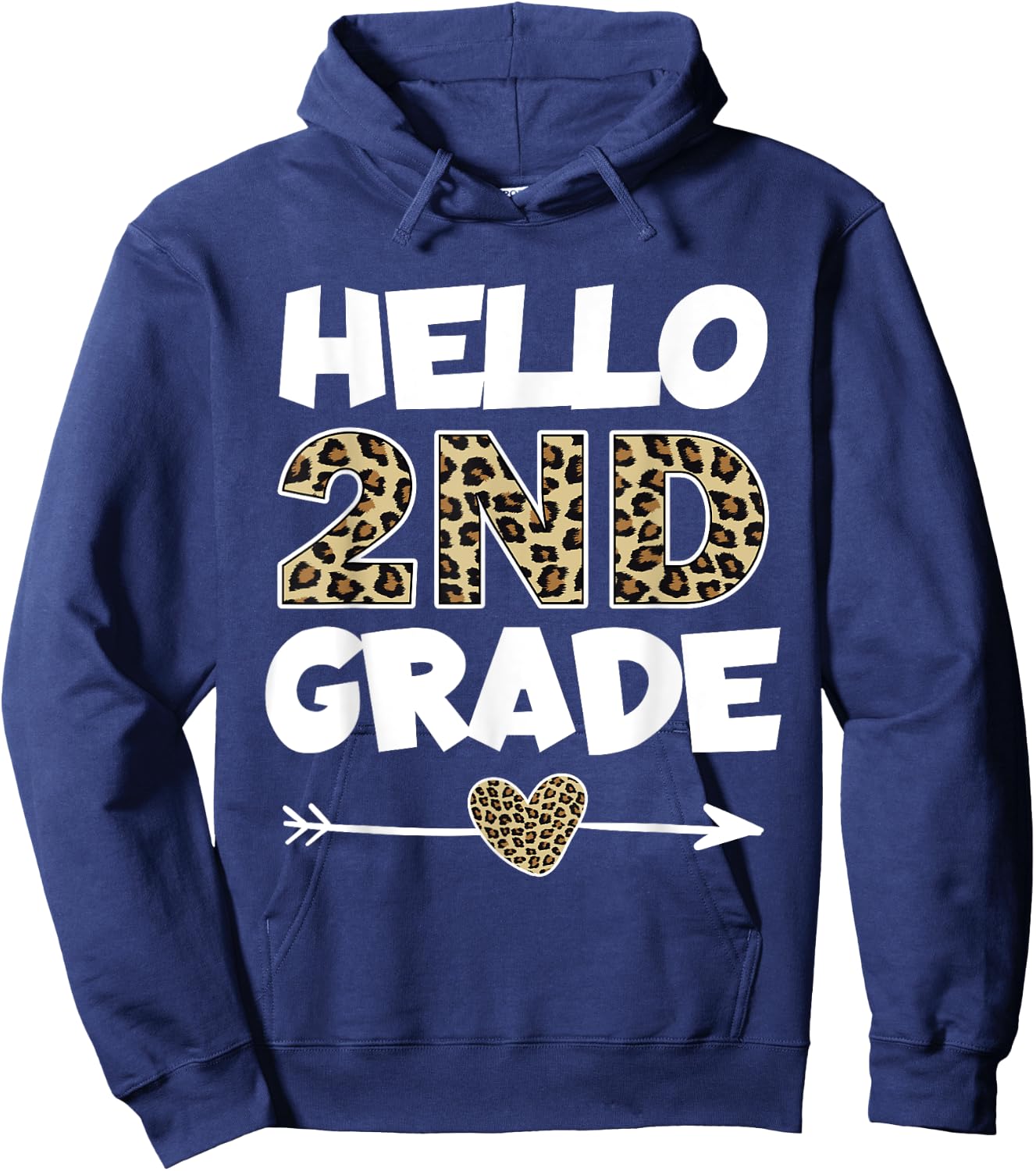 Hello 2nd Grade Leopard Print Second Grade Teacher Kids Gift Hoodie - Hoodie | Navy