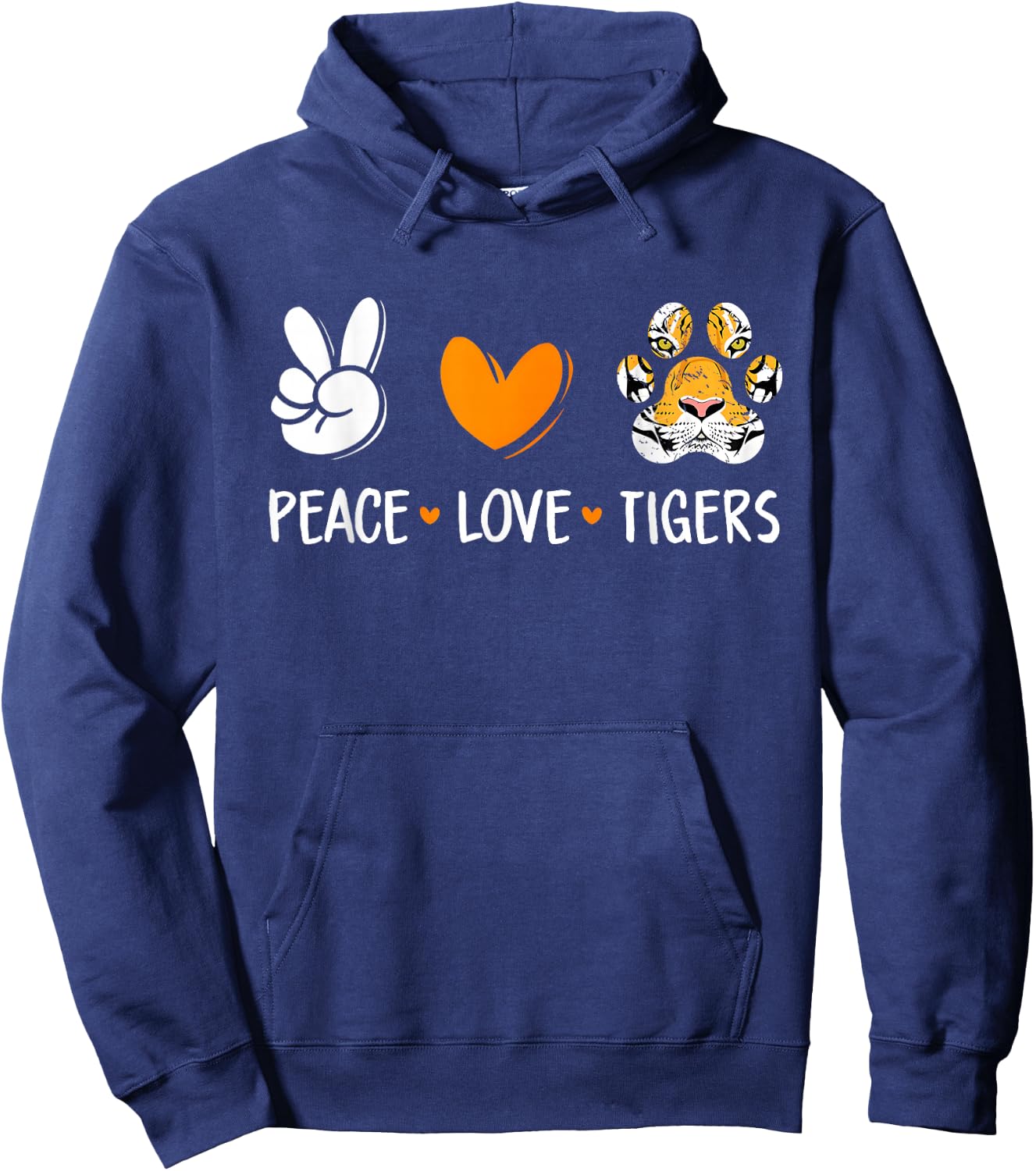 Peace Love Tigers Paw Wild Animal Lover Men Women Kids Hoodie - Hoodie | Navy