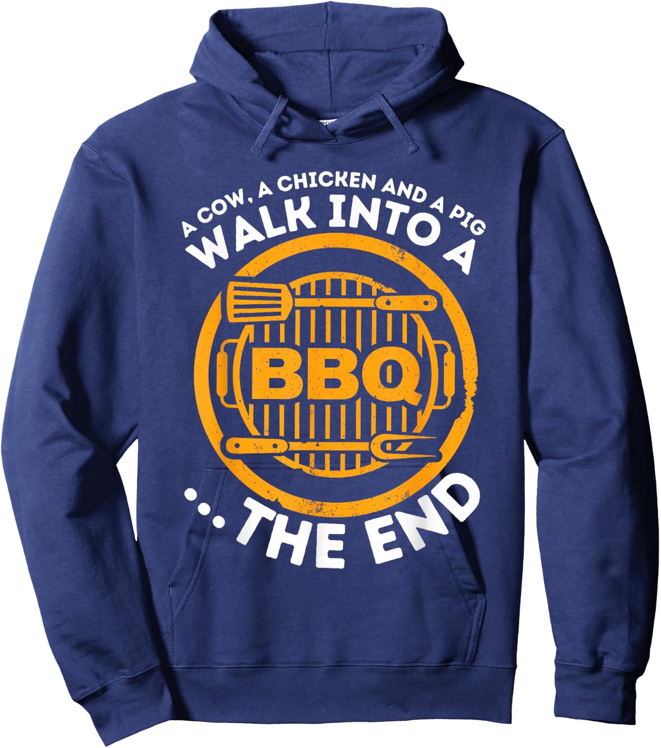 A Pig A Chicken And A Cow - Funny BBQ Smoker Barbecue Grill Hoodie - Hoodie | Navy