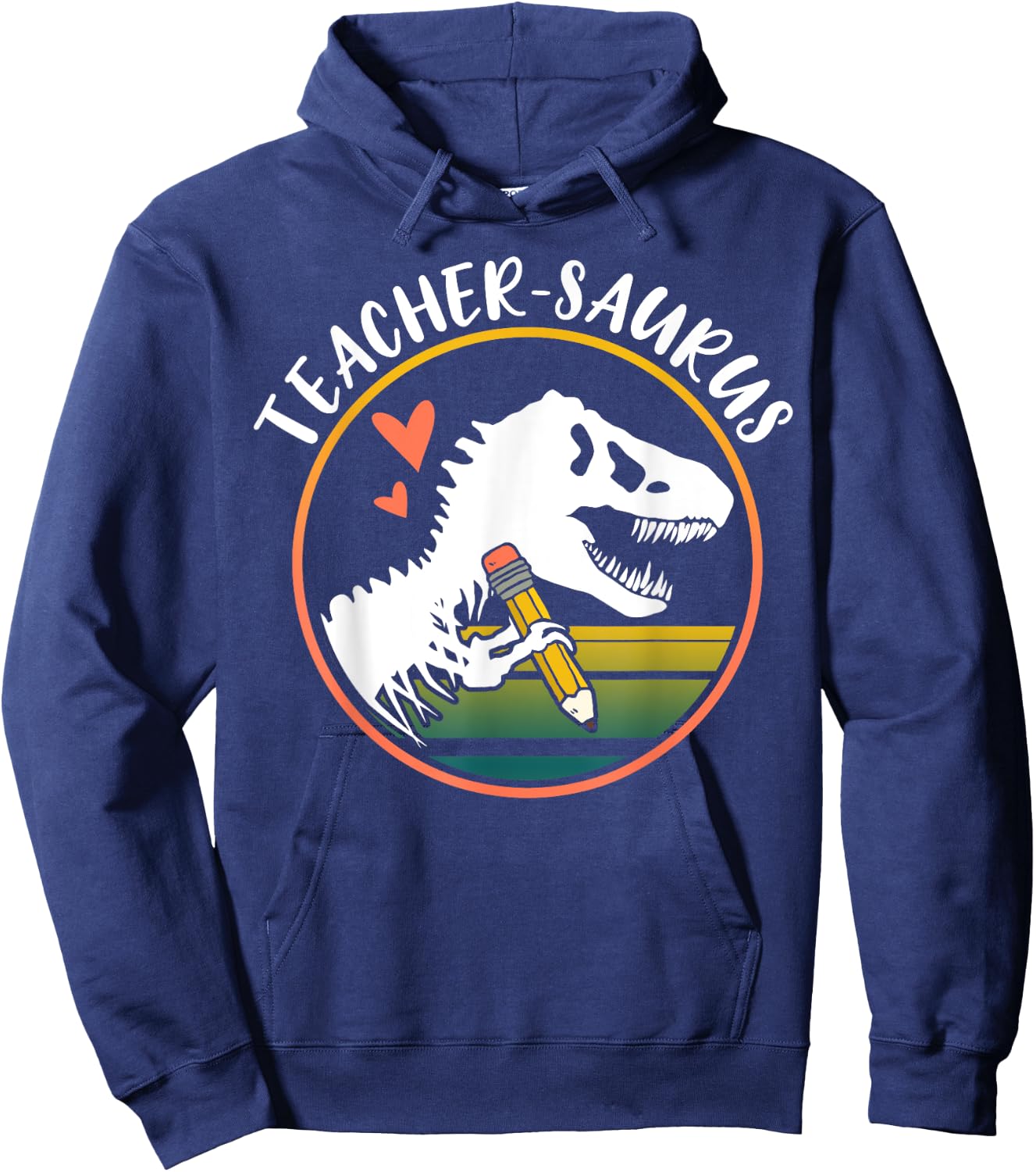 Teacher-saurus Funny Dinosaur Teacher design T-Rex design Men Women Hoodie - Hoodie | Navy