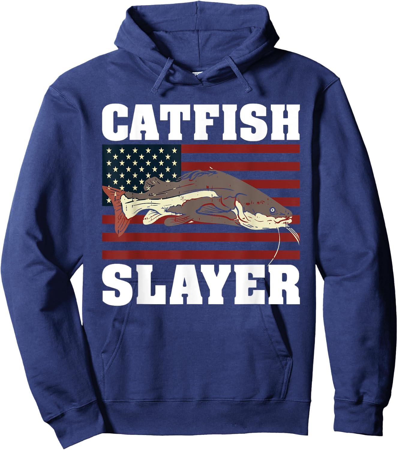 Catfish Fishing Catfishing American Flag Catfish Slayer Hoodie - Hoodie | Navy