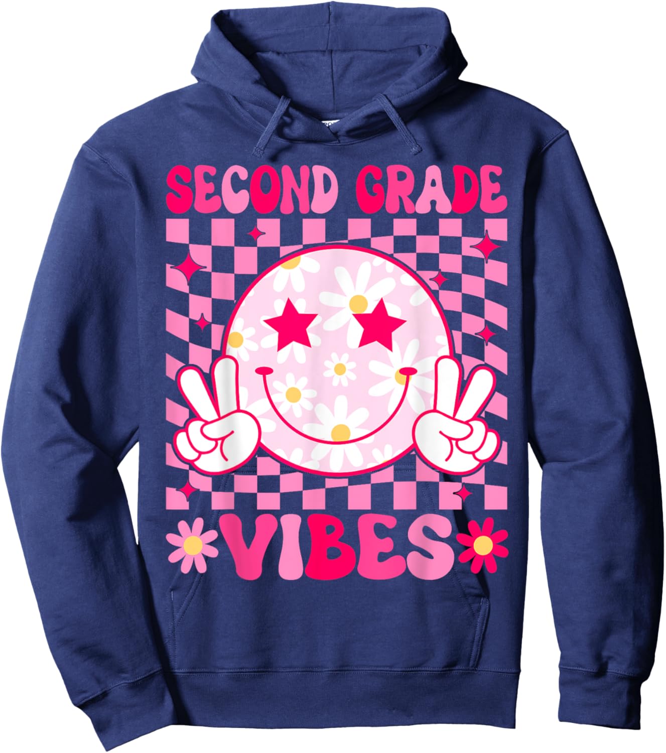 Second Grade Vibes Back To School 2nd Grade Teacher Students Women Kids Hoodie - Hoodie | Navy