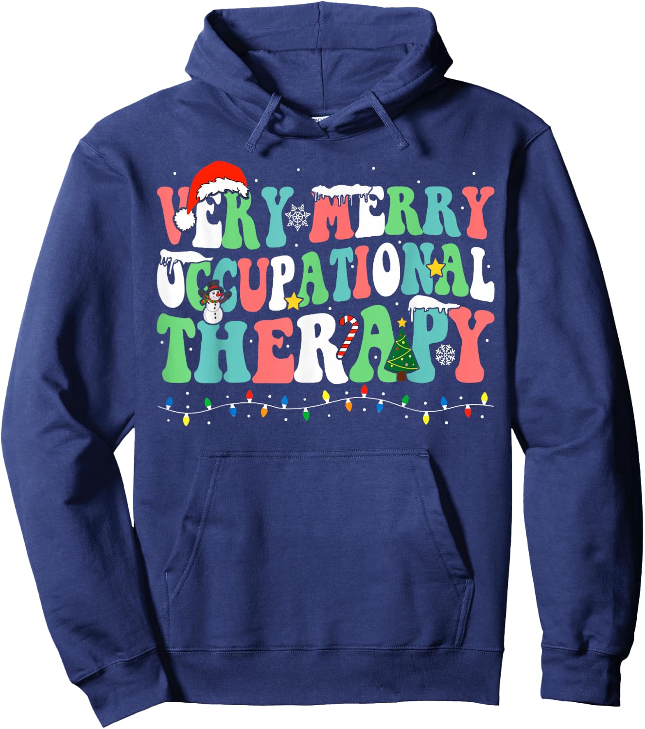 Very Merry Occupational Therapy Christmas OT Squad Christmas Hoodie - Hoodie | Navy