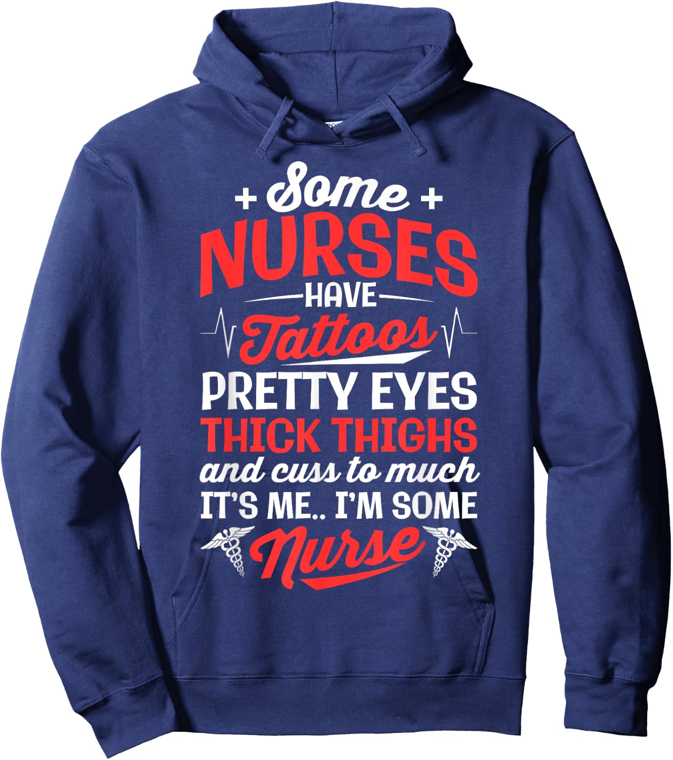Some Nurse Have Tattoos Women Nursing Funny RN LPN CNA Hoodie - Hoodie | Navy