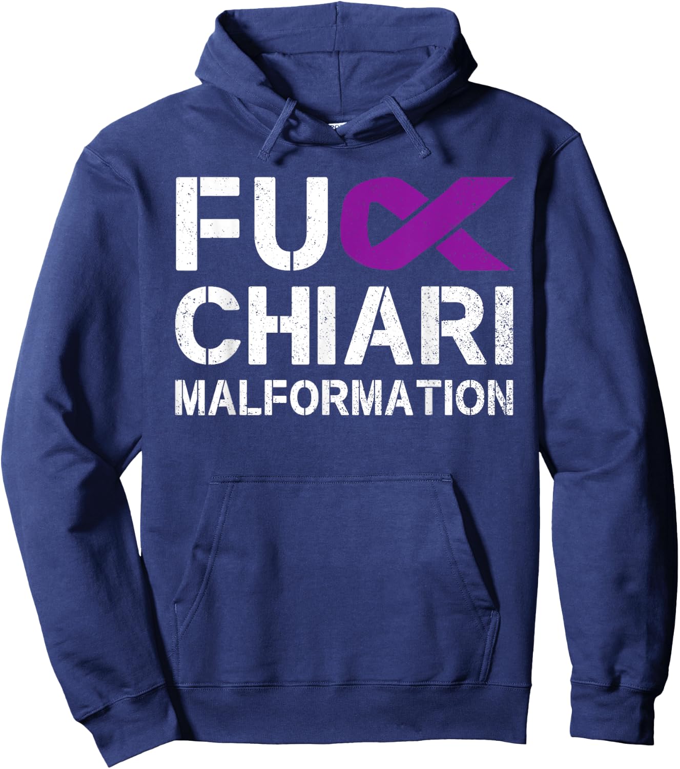 Fuck Chiari Malformation Awareness Purple Ribbon Warrior Hoodie - Hoodie | Navy