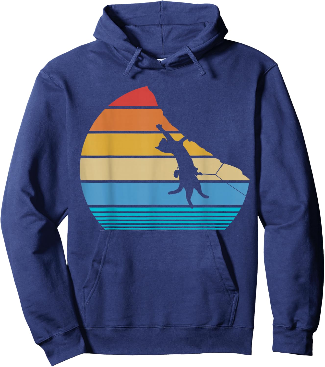 Retro Cat Climbing Meowtain Vintage Kitty Gift Rock Climber Hoodie - Hoodie | Navy