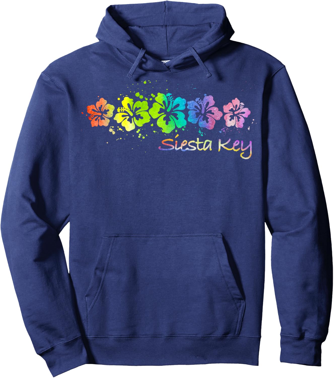 Siesta Key Watercolor Beach & Surf Hoodie - Hoodie | Navy