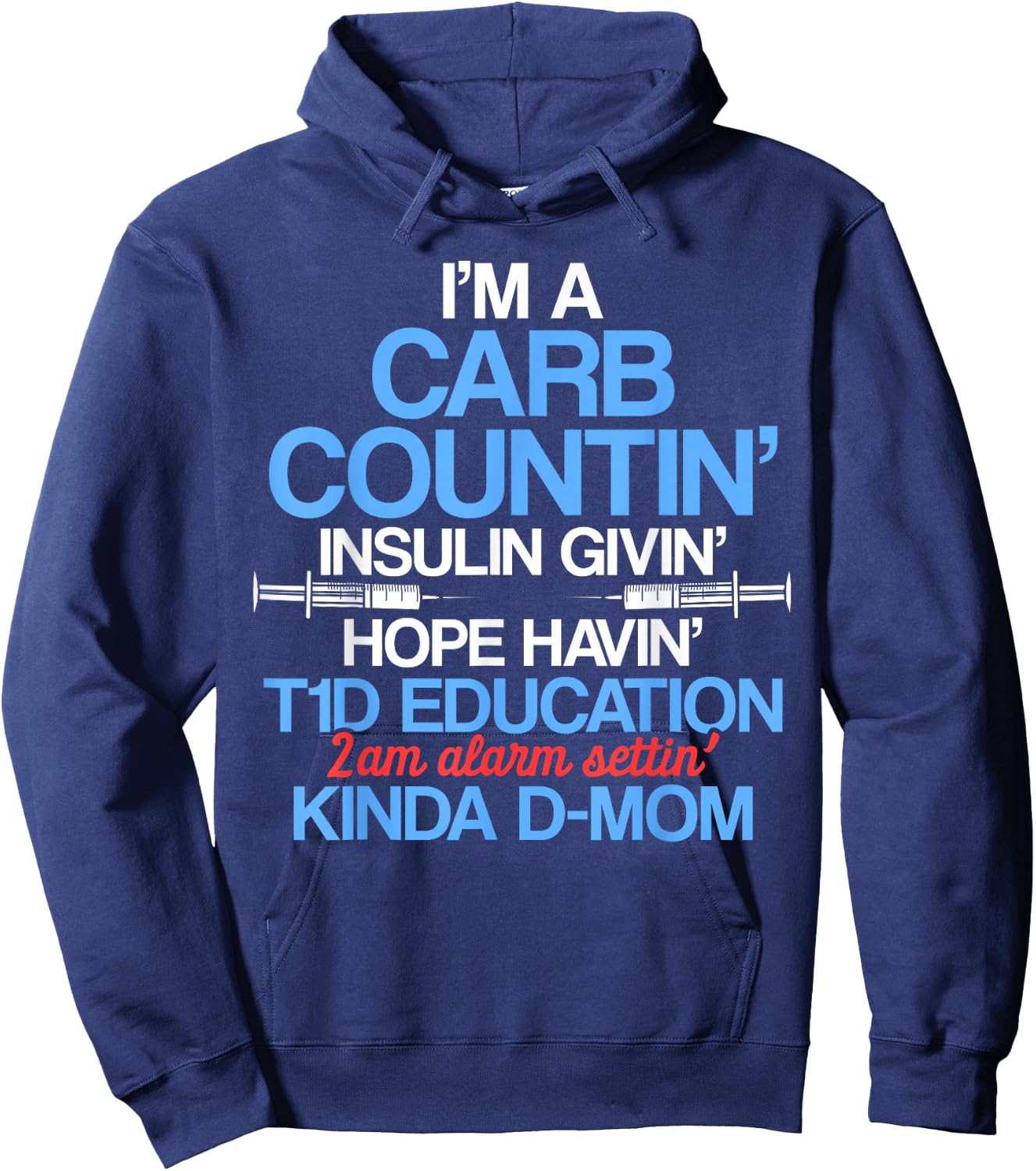 Type 1 Diabetes Awareness Mom T1D Warrior Survivor Hoodie - Hoodie | Navy