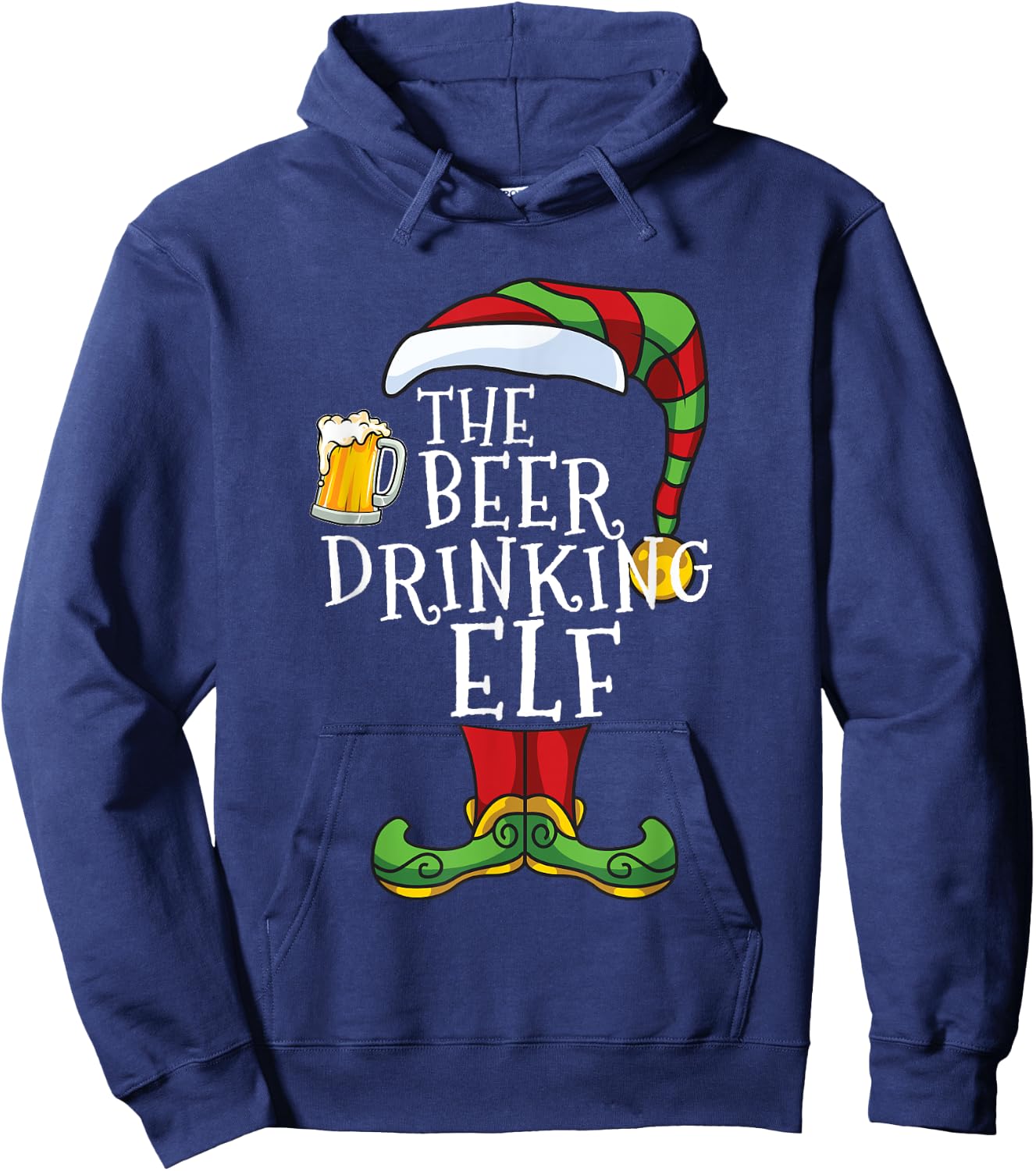 Beer Drinking Elf Lover Family Matching Christmas Funny Hoodie - Hoodie | Navy