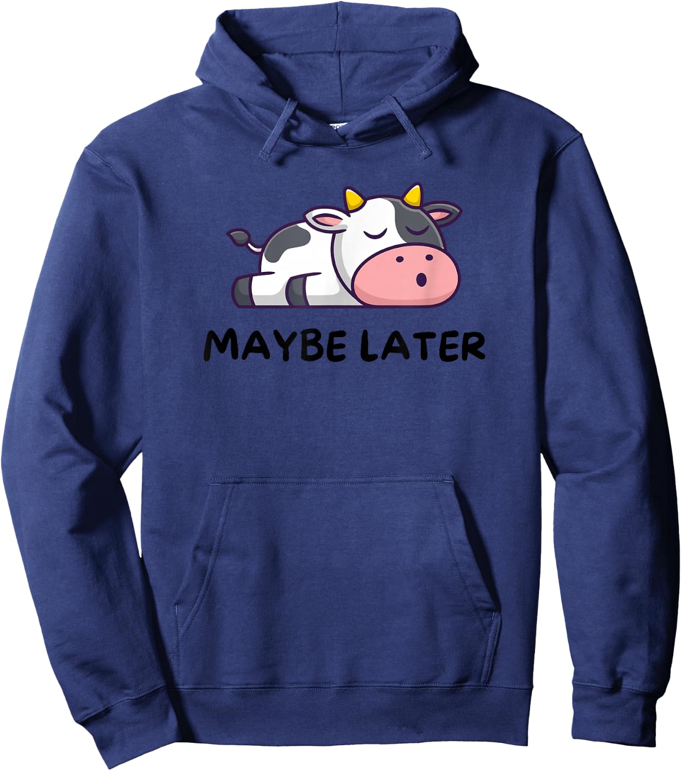Maybe Later Sleeping Cow Lazy Funny Hoodie - Hoodie | Navy