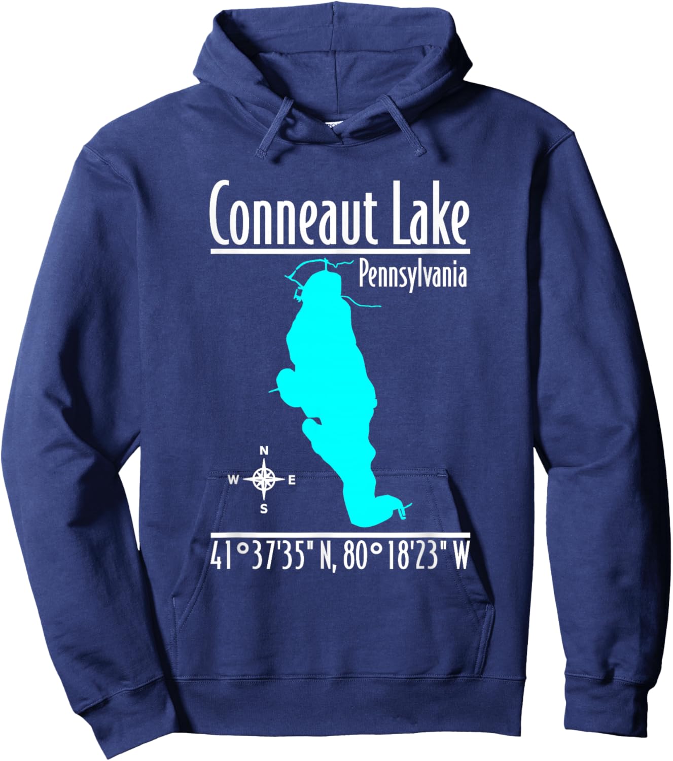 Modern Conneaut Lake - Pennsylvania Hoodie - Hoodie | Navy