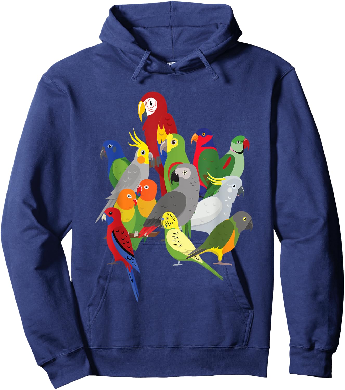 Parrot Herd - Macaw, Cockatoo, Grey Grey & Budgies Hoodie - Hoodie | Navy