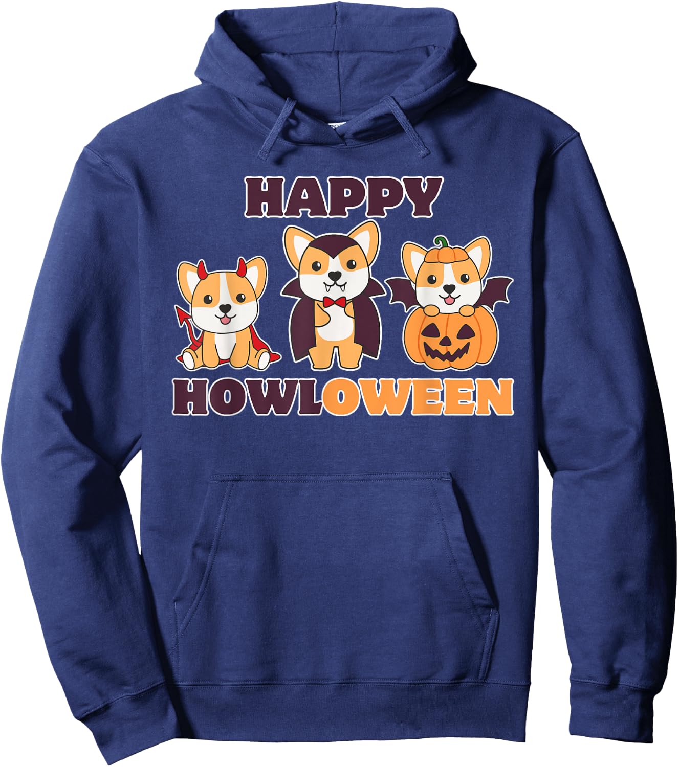 Corgi Happy Howloween Pumpkin Vampire Dogs Halloween Hoodie - Hoodie | Navy