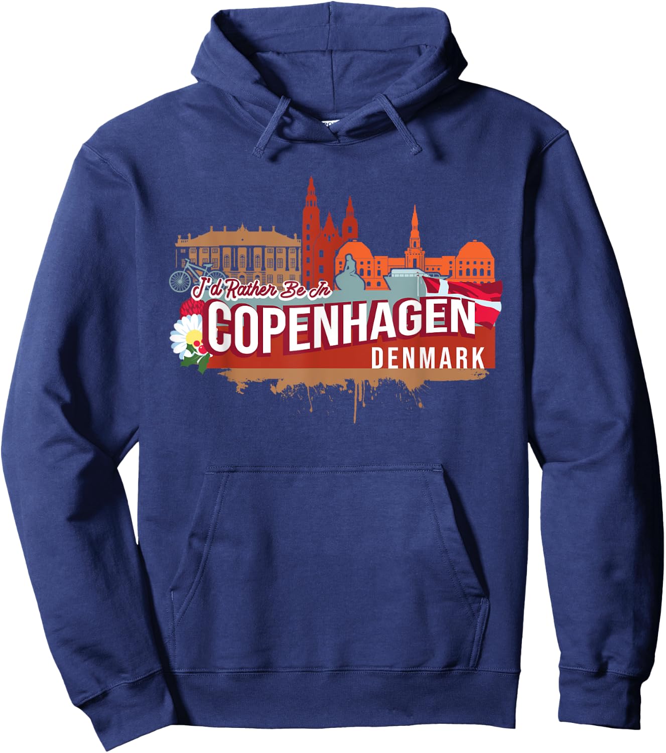I'd Rather Be In Copenhagen Denmark Vintage Souvenir Hoodie - Hoodie | Navy