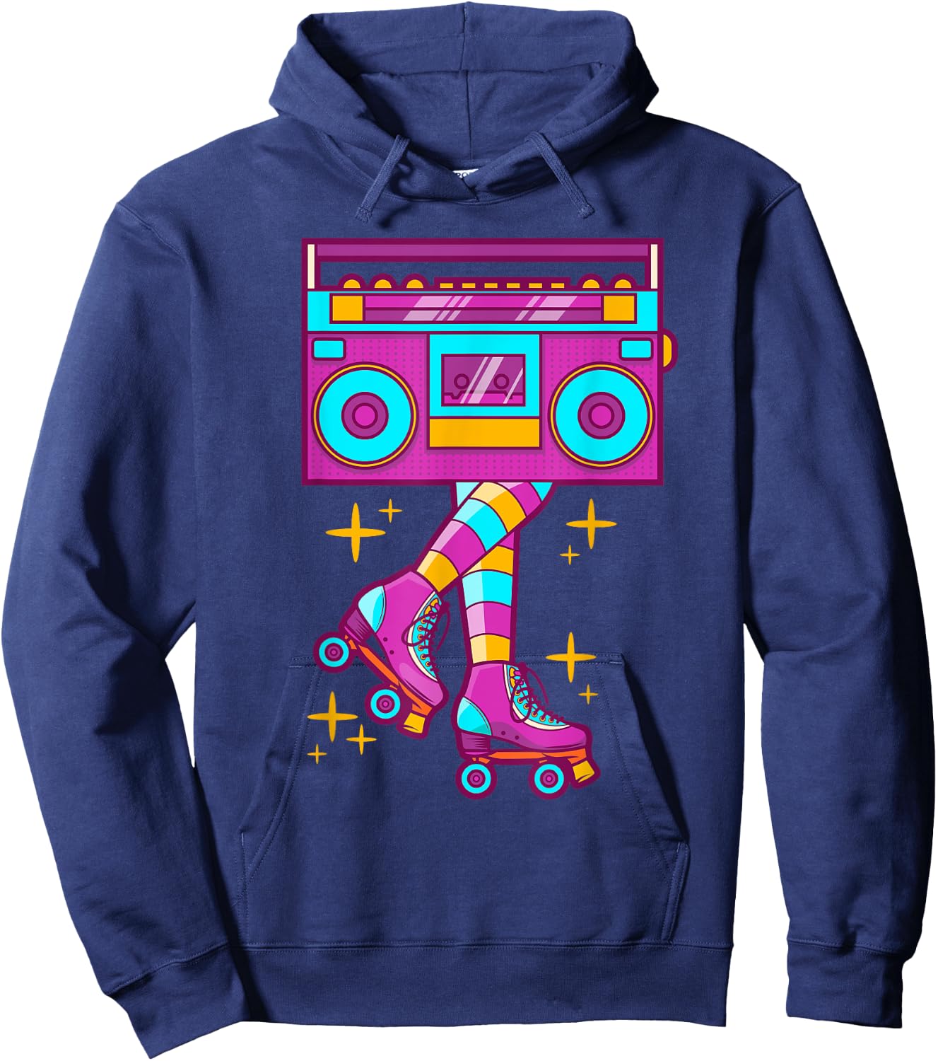 Retro Rollerskates Funny 80's Roller Disco Skating Girl Gift Hoodie - Hoodie | Navy