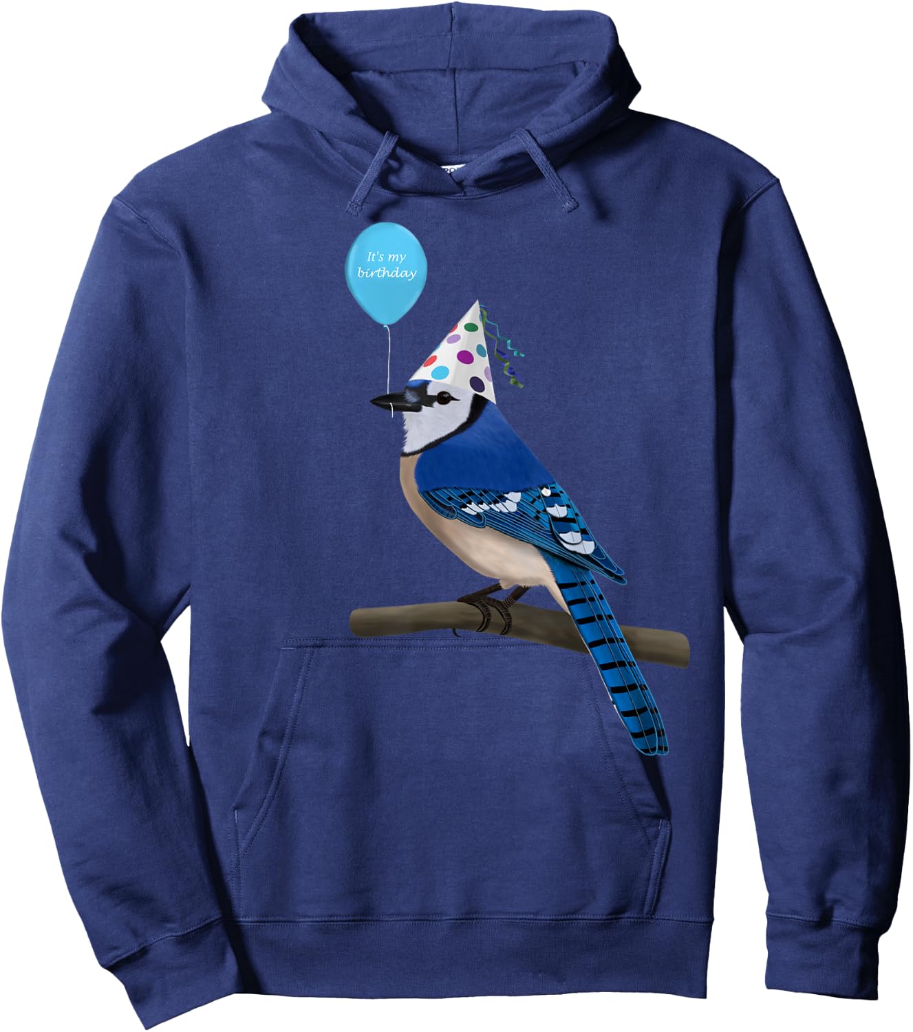 Bird Motif Blue Cow Bird Animal Drawing Birthday Hoodie - Hoodie | Navy