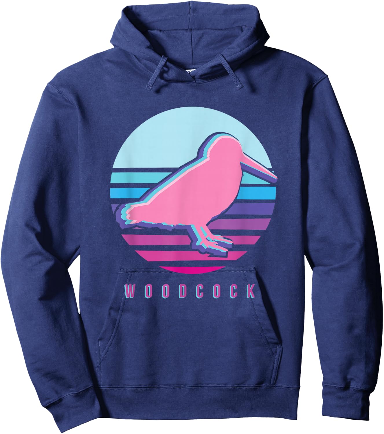 American Woodcock Bird Retro Vaporwave Unique Birding Gift Hoodie - Hoodie | Navy