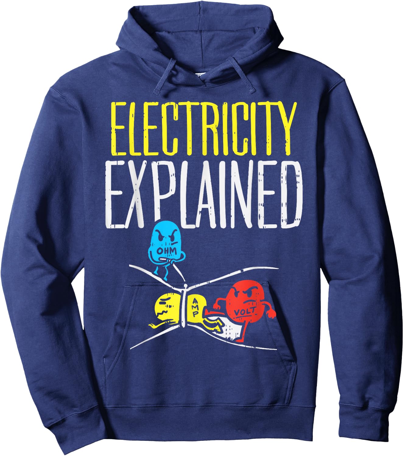 Electricity Explained Funny Electrician Teacher Nerd Gift Hoodie - Hoodie | Navy
