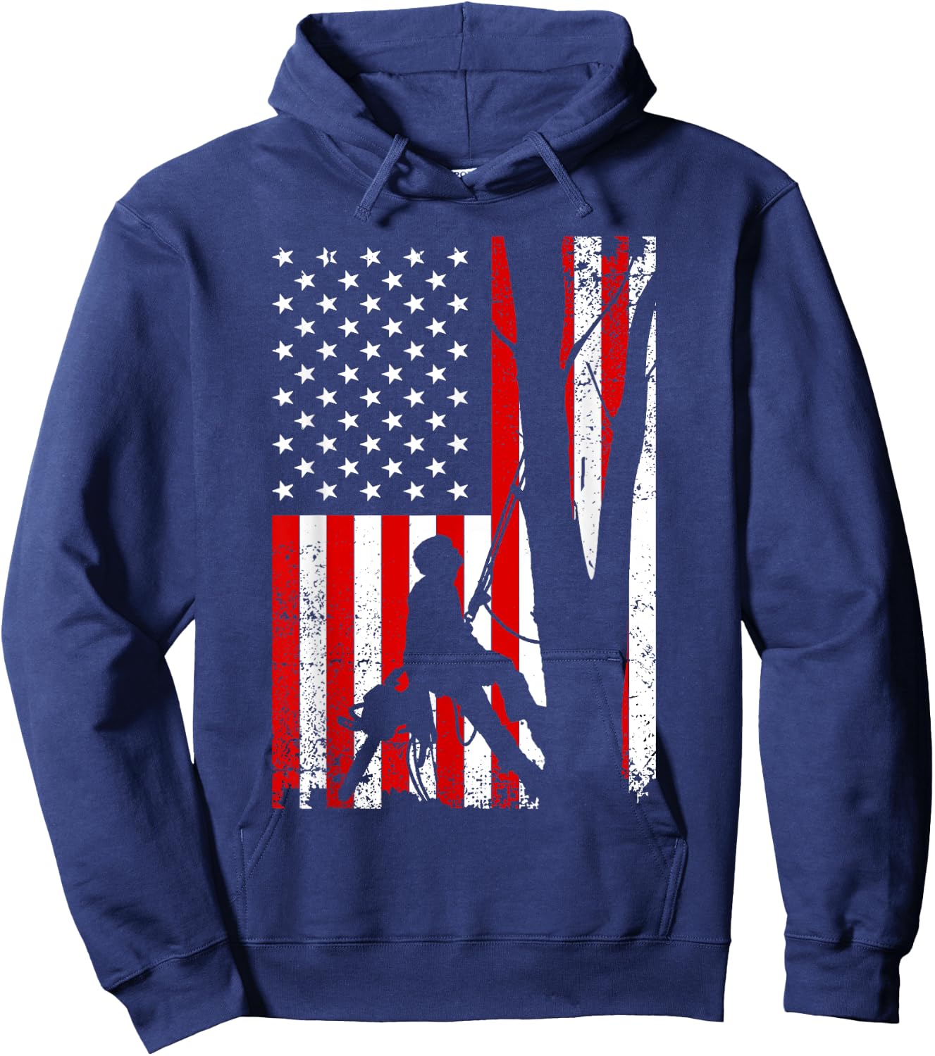 Funny American Flag Arborist Gift Cool Tree Lover Hoodie - Hoodie | Navy