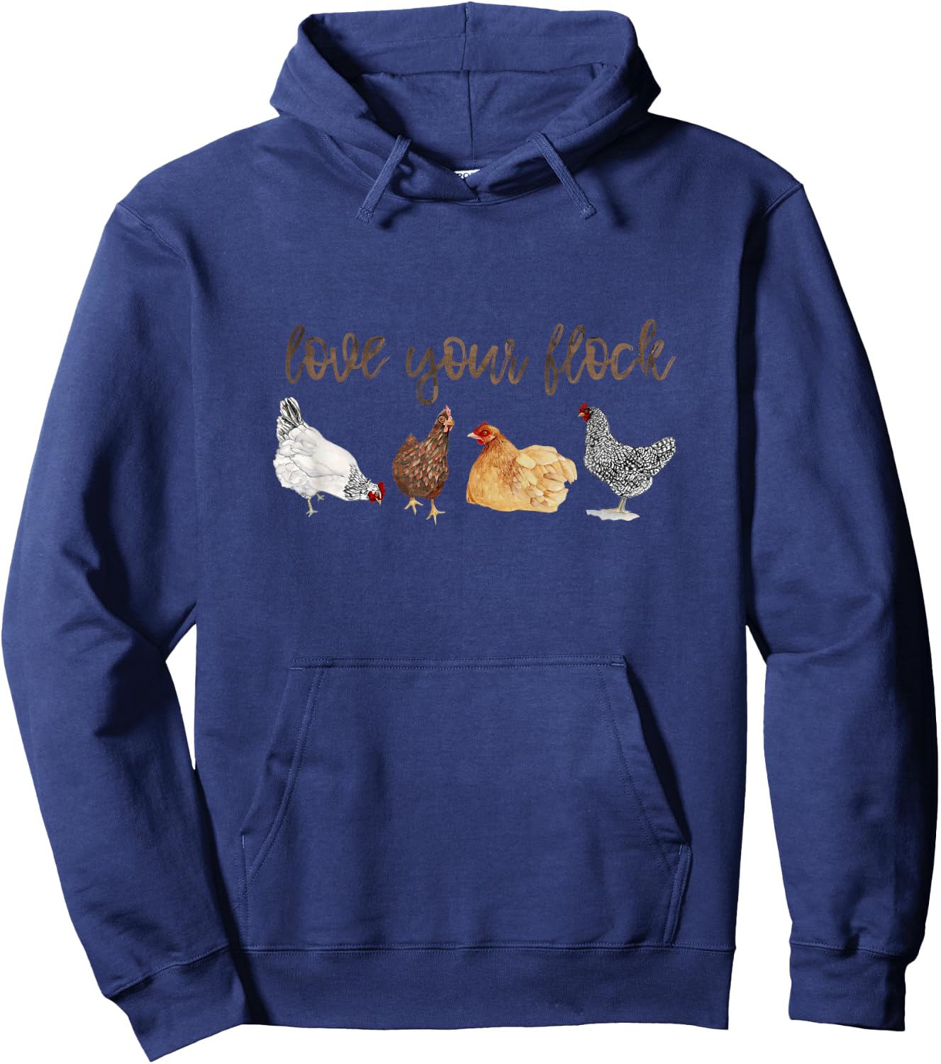 Love Your Flock Chicken Hen Watercolor Farm House Mama Hoodie - Hoodie | Navy