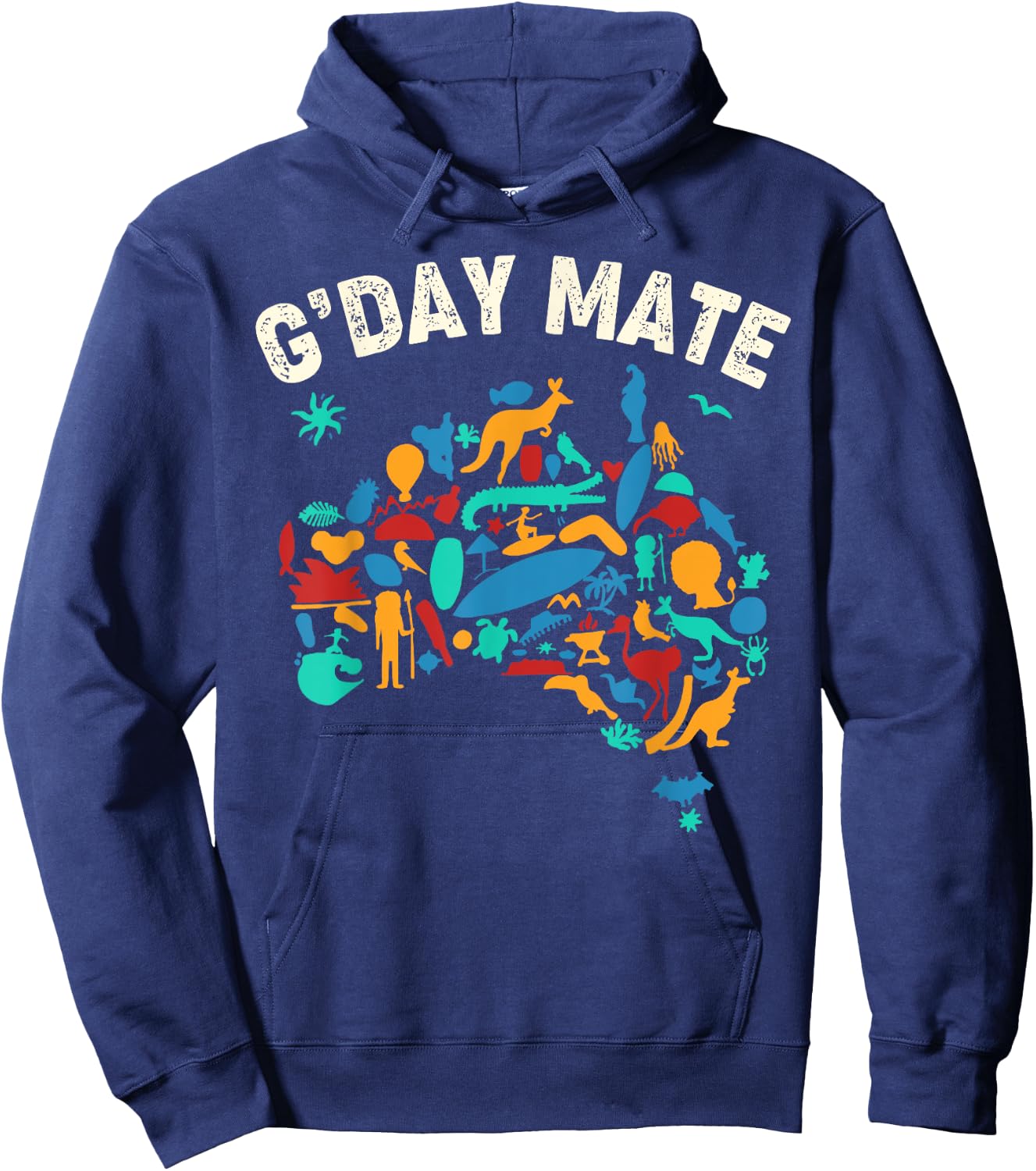G'Day Mate Toddler Shirt Funny Map Australian Animals Hoodie - Hoodie | Navy