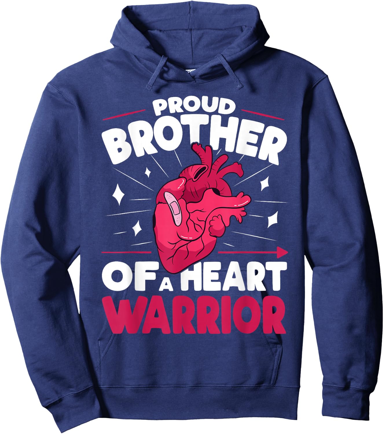 Proud Brother of a Heart Warrior Heart Health Awareness Hoodie - Hoodie | Navy