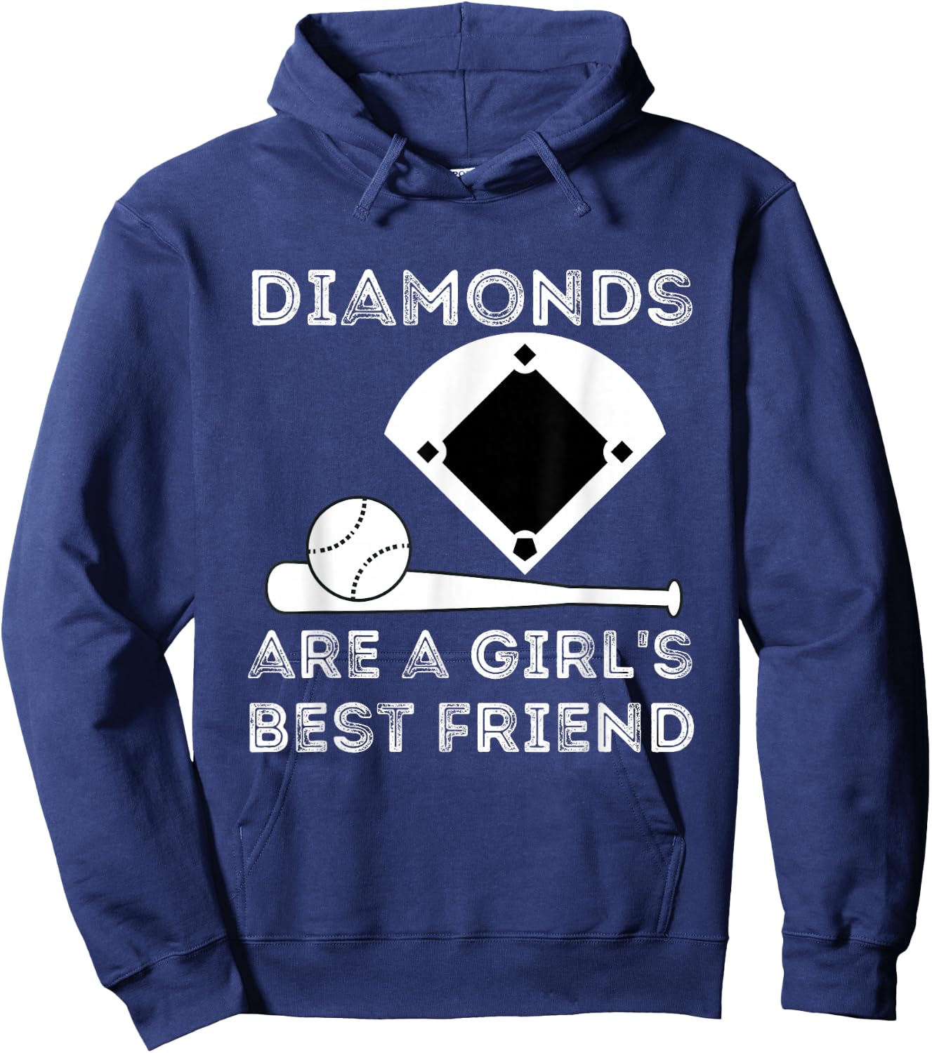 Diamonds Are A Girl's Best Friend - Baseball & Softball Fan Hoodie - Hoodie | Navy