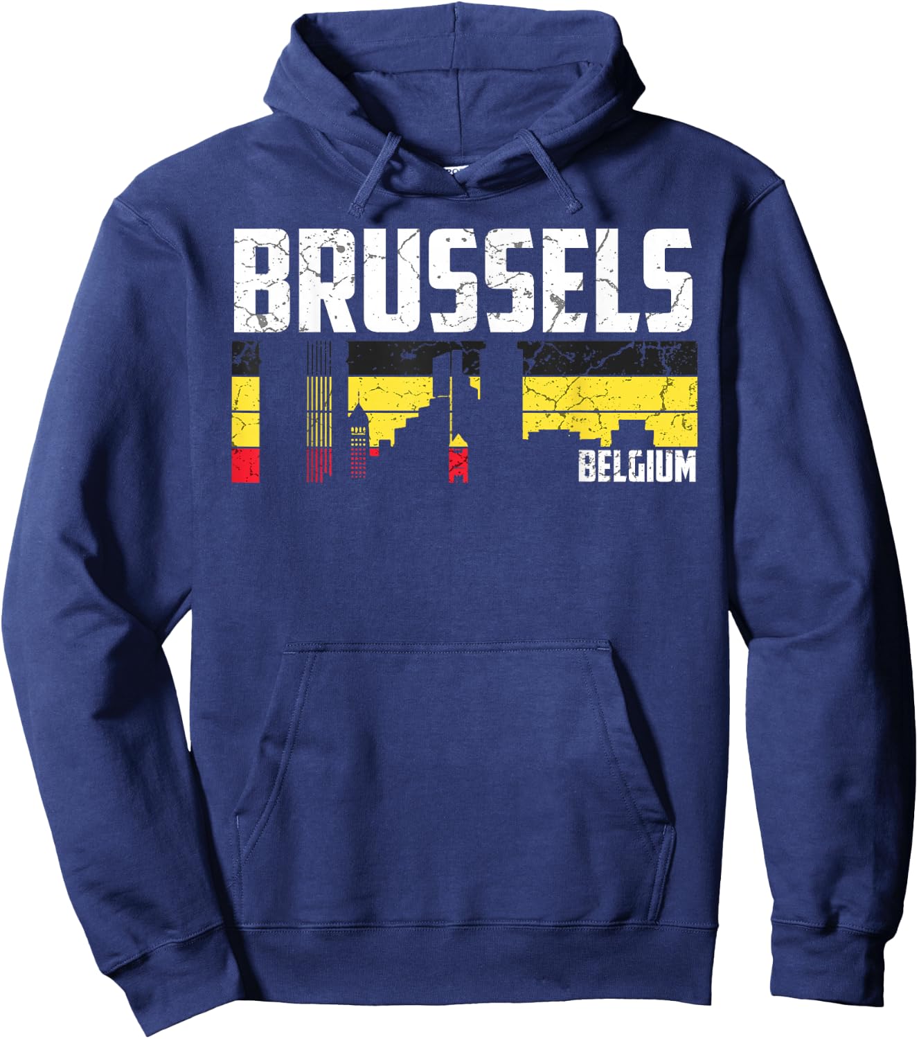 My Brussels Skyline Belgium Home City Souvenir Hoodie - Hoodie | Navy